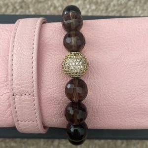 Dark brown and gold stone elastic bracelet